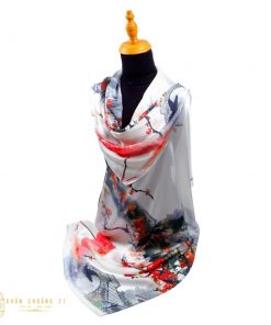 khăn lụa mai đỏ