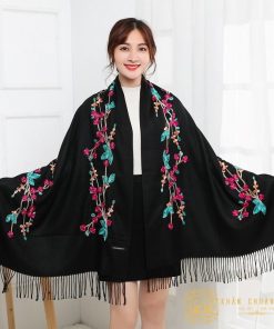 khăn cashmere thêu hoa